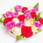 composition-fresh-multicolored-roses-ceramic-stand-festive-concept-weddings-birthdays-march-8th-mother-s-valentine-s-day-greeting-card-flat-lay-white-putty-background